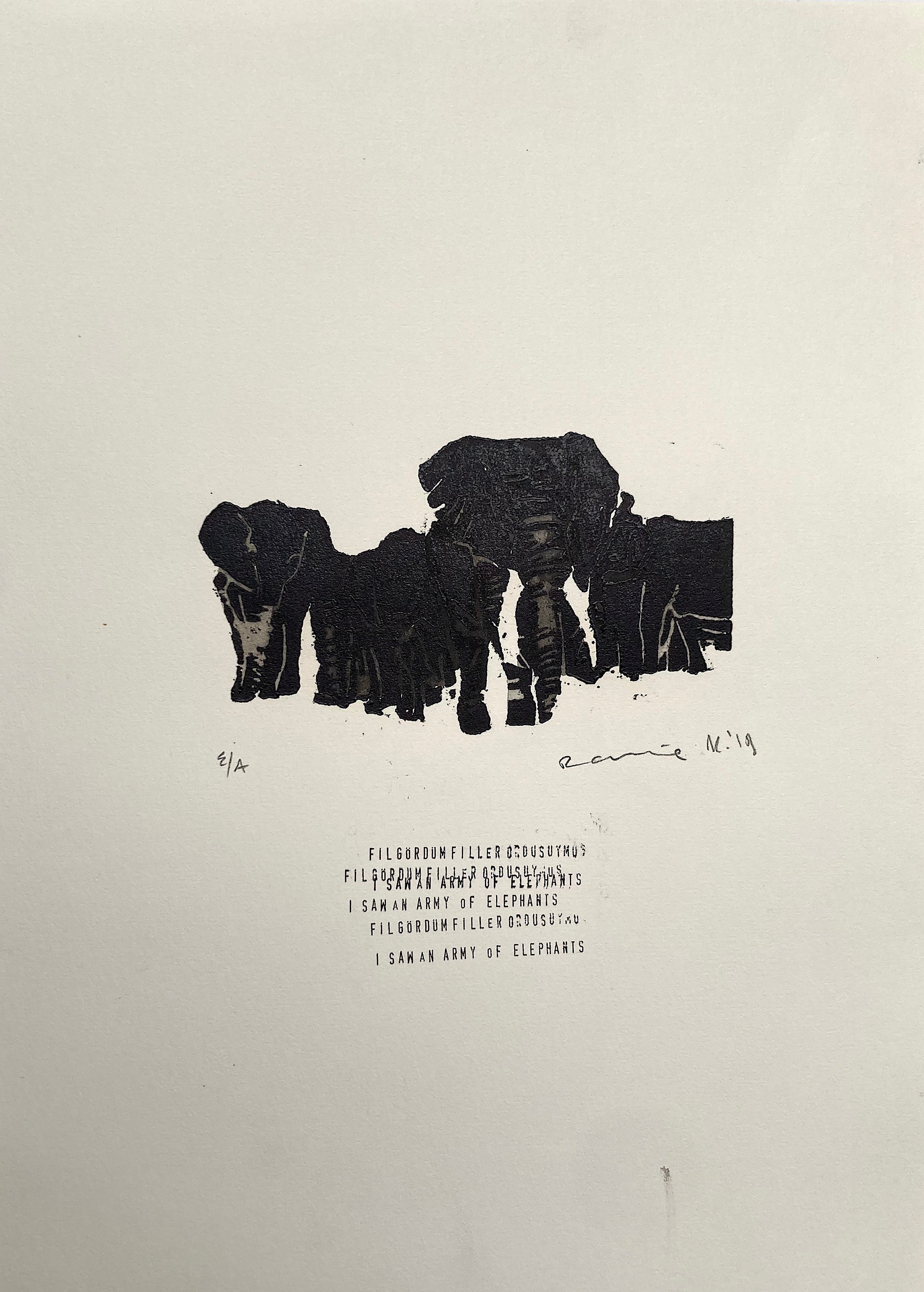 Night Flight - Animals Engraving 2 - I Saw an Elephant, It Was an Army