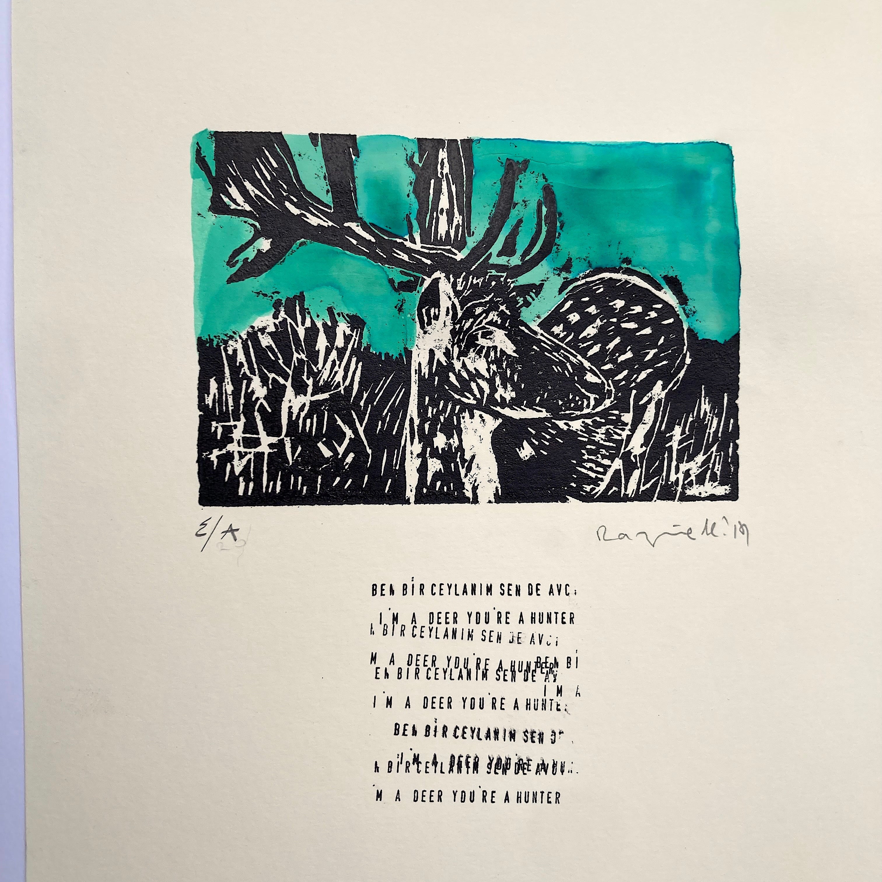 Night Flight - Animals Engraving 3 - I’m a Deer and You Are the Hunter